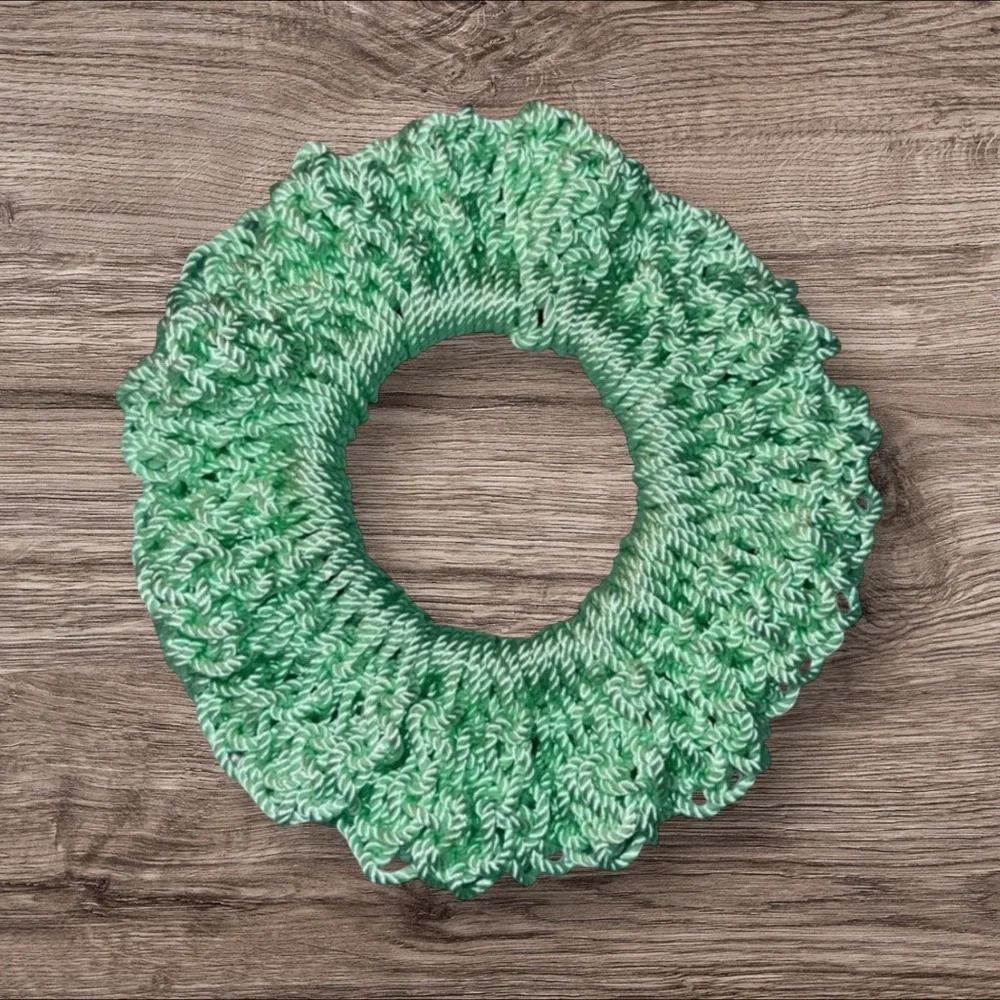 Emerald Green Nylon Crochet Hair Scrunchie
